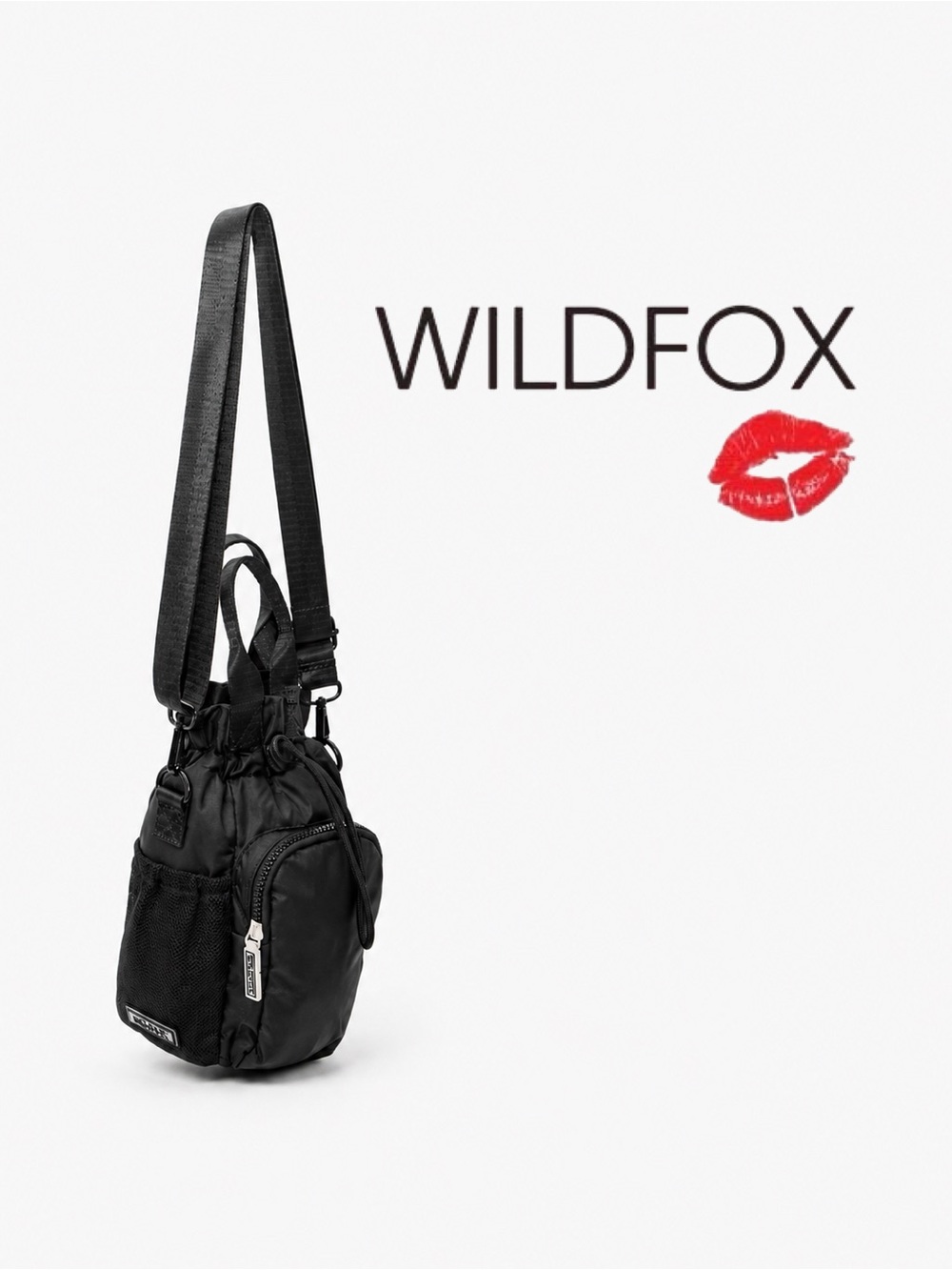 WILDFOX Black Crossbody Water Bottle Holder Purse Bag